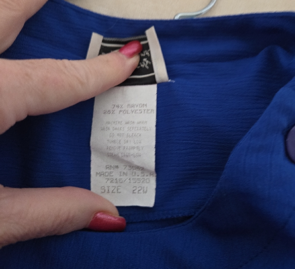Distinctly Different Plus Size Blue Button-Shoulder Top - Picture 4 of 4
